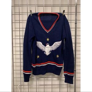 Vintage navy blue with red and white detail Eagle sweater